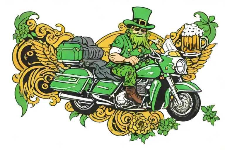 2020 St. Patrick's Day Key West FL Beer Leprecon Goldwing tattoo design idea