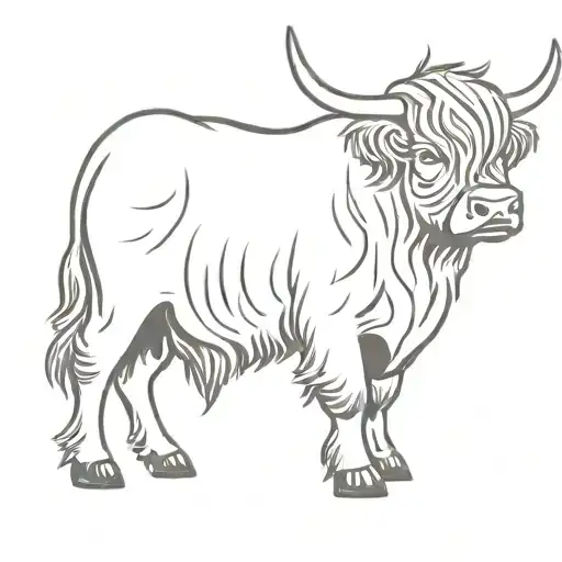 highland cow wearing boots on it's feet  tattoo design idea