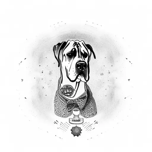 great Dane paw Pring with the name Brady fading inside the print tattoo design idea