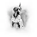 great Dane paw Pring with the name Brady fading inside the print tattoo design idea