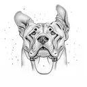 great Dane paw Pring with the name Brady fading inside the print tattoo design idea