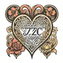 heart with initials JZC tattoo design idea