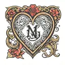 heart with initials JZC tattoo design idea
