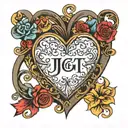 heart with initials JZC tattoo design idea