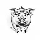 A pig's snout with 5 stars around it.  tattoo design idea