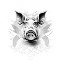 A pig's snout with 5 stars around it.  tattoo design idea