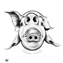 A pig's snout with 5 stars around it.  tattoo design idea