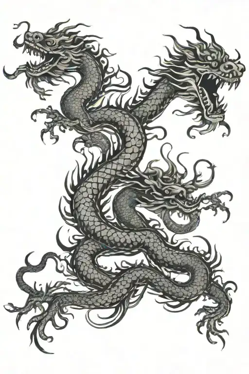 jin jang and Chinese dragon tattoo design idea