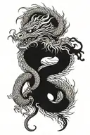 jin jang and Chinese dragon tattoo design idea