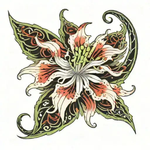 Tokyo Ghoul centipede spider lily flower tattoo design idea