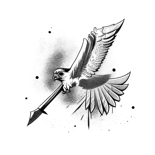 Hawk with Axe in claw tattoo design idea
