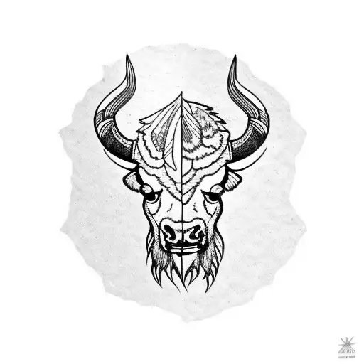 bison skull tattoo design idea