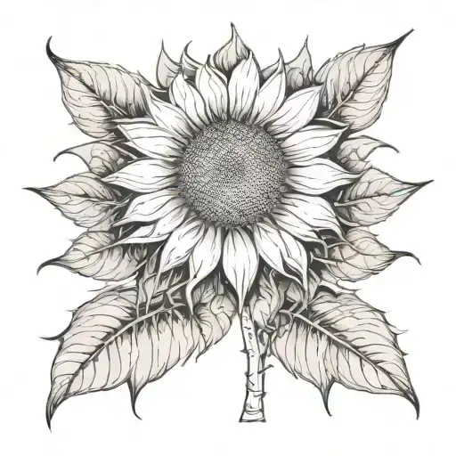 gothic sunflower head tattoo design idea