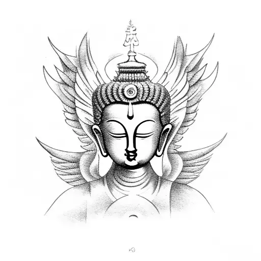 angel and budha tattoo design idea