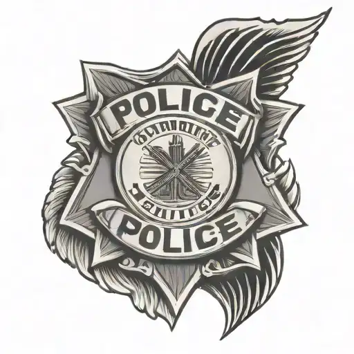 fine line police badge tattoo design idea