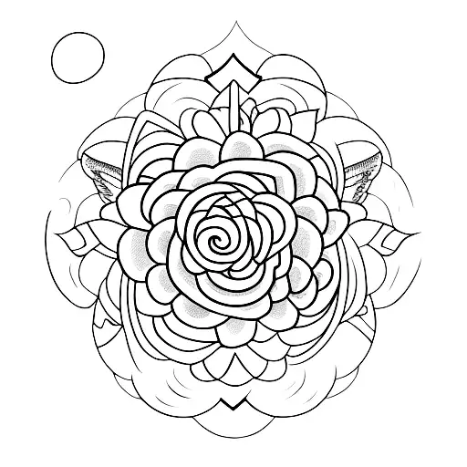 A minimalist tattoo of a flower with angel numbers hidden within the petals tattoo design idea