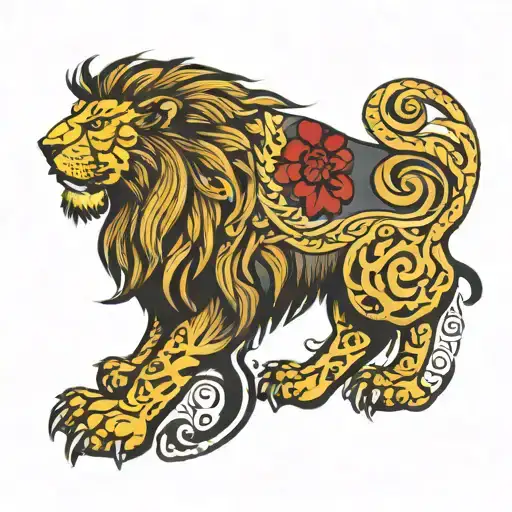 scottish lion wearing tattoo design idea