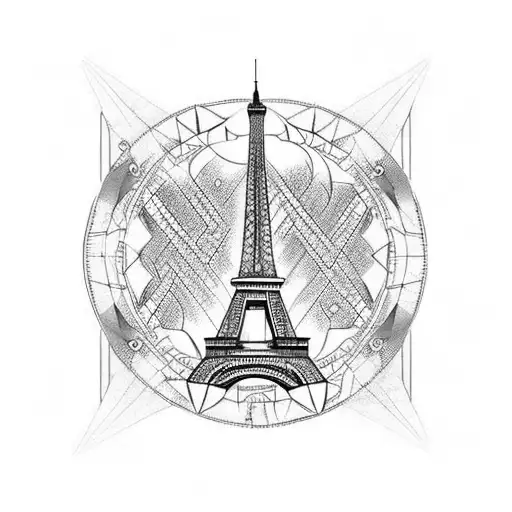 eiffel tower with Alphabets PUSKAR tattoo design idea