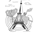 eiffel tower using  alphabets P U S K A R tattoo design idea