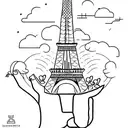 eiffel tower using  alphabets P U S K A R tattoo design idea
