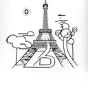 eiffel tower using  alphabets P U S K A R tattoo design idea