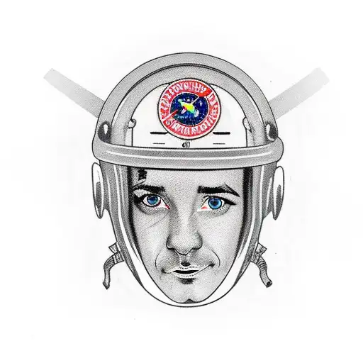 Brown small jack russell dog's face inside an astronaut helmet. Helmet Only tattoo.  tattoo design idea