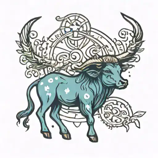 horoscope signs taurus protecting aquarius tattoo design idea