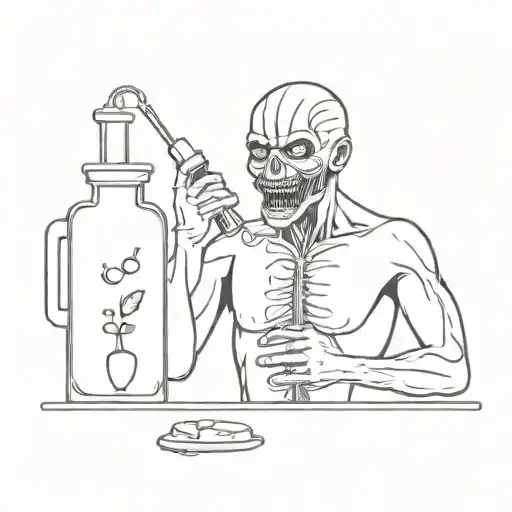 eddie iron maiden like a pharmacist mixing potions tattoo design idea