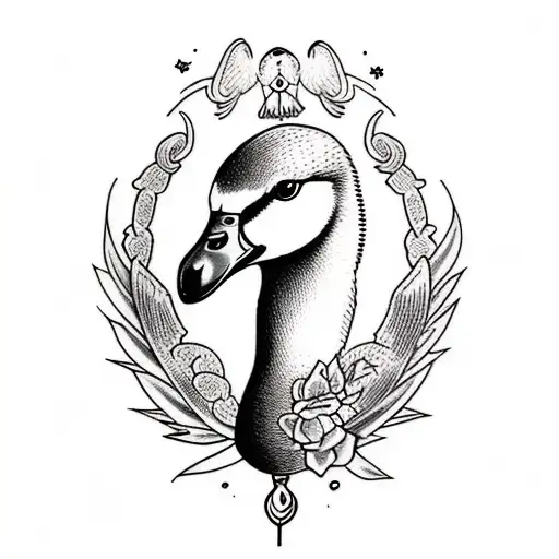 GOOSE WITH UMBERLLA tattoo design idea