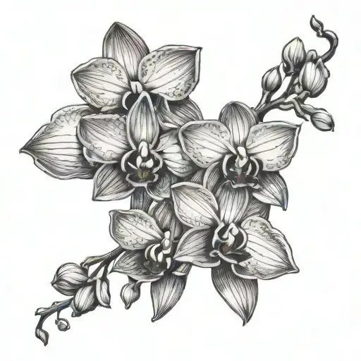 orchids, thumb prints tattoo design idea