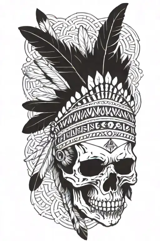 native american skull tattoo design idea