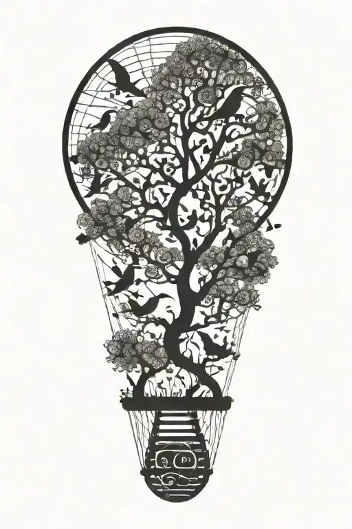 flock of birds flying out of DNA tree  tattoo design idea