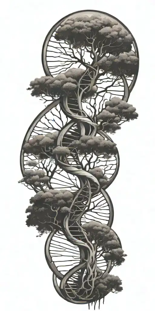 DNA tree intertwined tattoo design idea