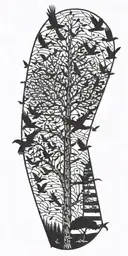flock of birds flying out of DNA tree  tattoo design idea