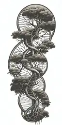 DNA tree intertwined tattoo design idea