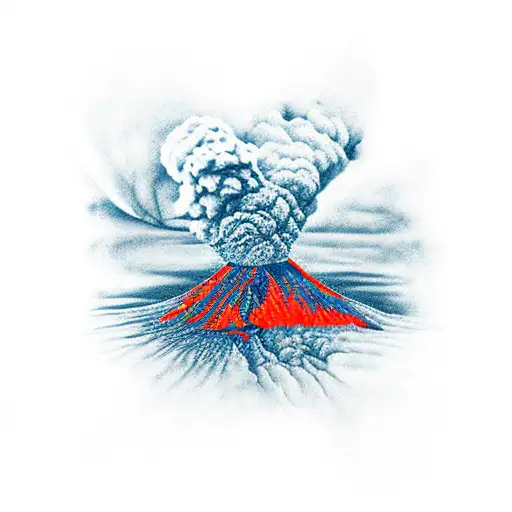 volcano in space erruption tattoo design idea