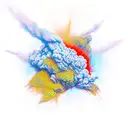 volcano in space erruption tattoo design idea