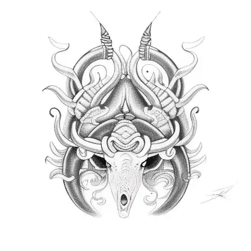 Taurus protecting Pisces  tattoo design idea