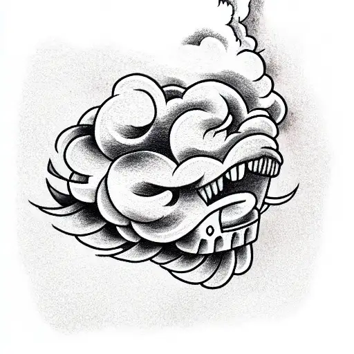 angry cloud smoking tattoo design idea