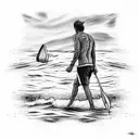 man walking in the sea with spongebob tattoo design idea