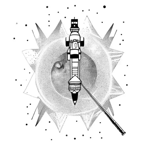 tattoo design with astronaut holding fishing rod and car key deep in water tattoo design idea