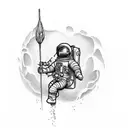 tattoo design with astronaut holding fishing rod and car key deep in water tattoo design idea