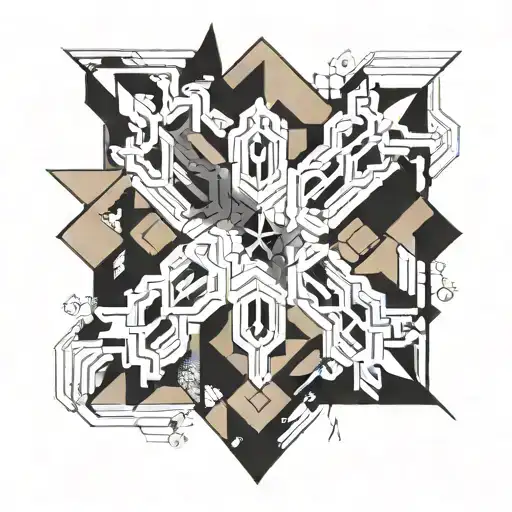 Create a new-school style snowflake made up of colorful geometric shapes, representing the complexity of sales strategies tattoo design idea