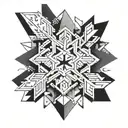 Create a new-school style snowflake made up of colorful geometric shapes, representing the complexity of sales strategies tattoo design idea