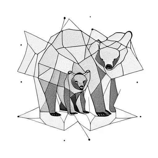 mama bear and two cubs tattoo design idea