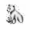 mama bear two cubs tattoo design idea