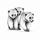 mama bear two cubs tattoo design idea