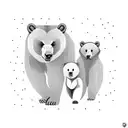 mama bear and two cubs tattoo design idea