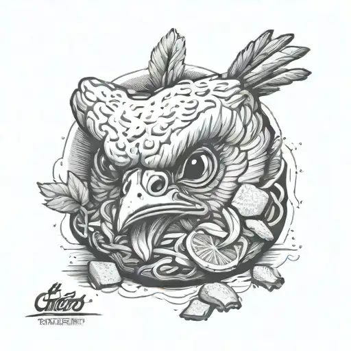 chicken nugget con cara tattoo design idea