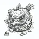 chicken nugget con cara tattoo design idea